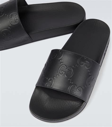 gucci black rubber slides women's|gucci slides women strawberry.